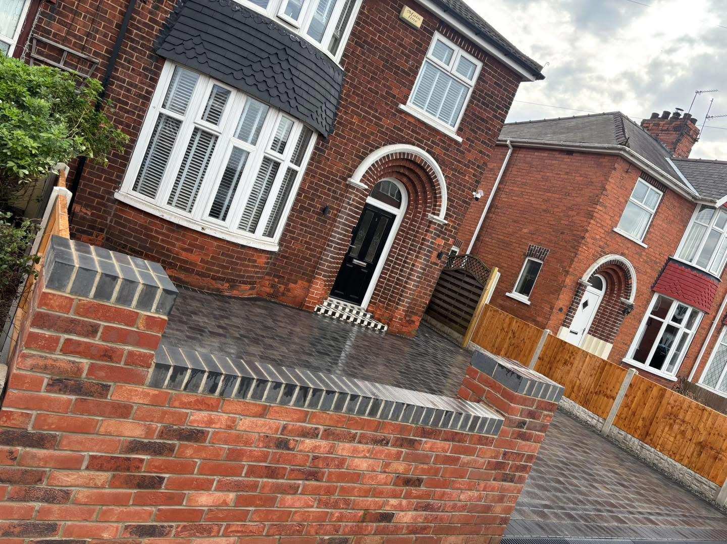 Brick wall and pillars