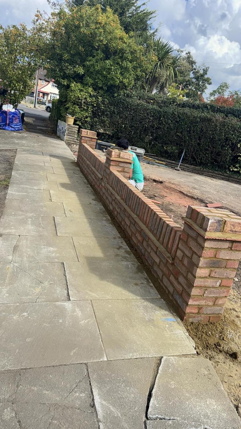 Patio and brick wall